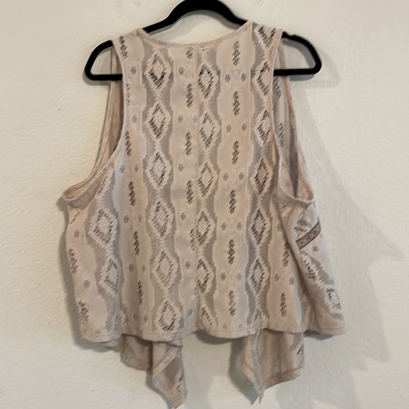 Maurice Women’s Vest Tan XL Lace Draped Open Front Aztec Asymmetrical Bohemian - Picture 5 of 14